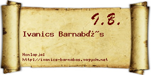 Ivanics Barnabás névjegykártya