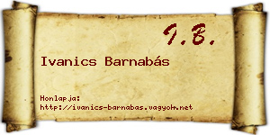Ivanics Barnabás névjegykártya